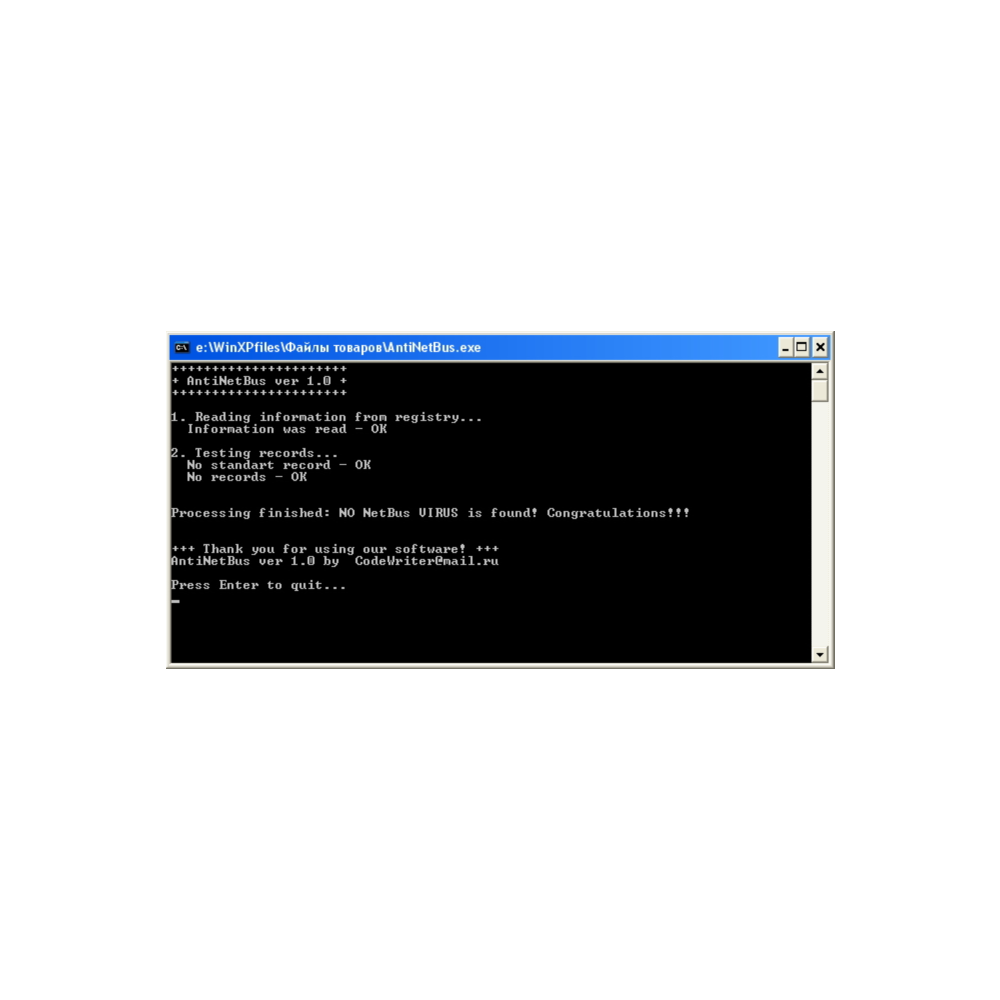 Программа для проверки компьютера на наличие вируса NetBus и уничтожения его