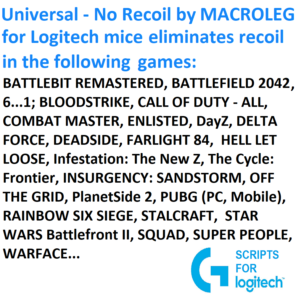 Универсальный скрипт - No recoil для logitech - battlefield, call of duty, pubg...