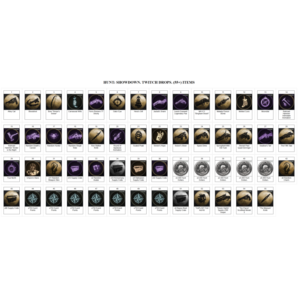 HUNT: SHOWDOWN 1896【ТВИЧ ДРОПЫ】230+ ПРЕДМЕТОВ | ОХОТНИКИ