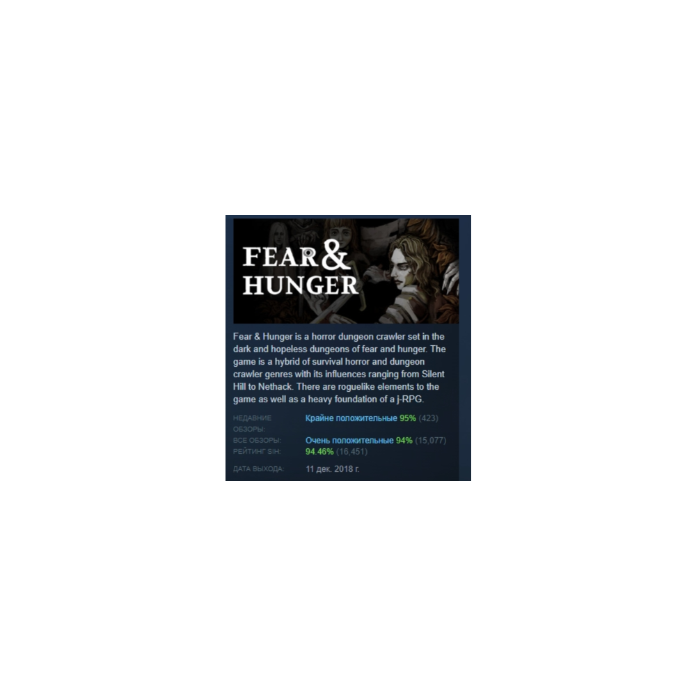Fear & Hunger - Full Version АВТОДОСТАВКА STEAM РОССИЯ