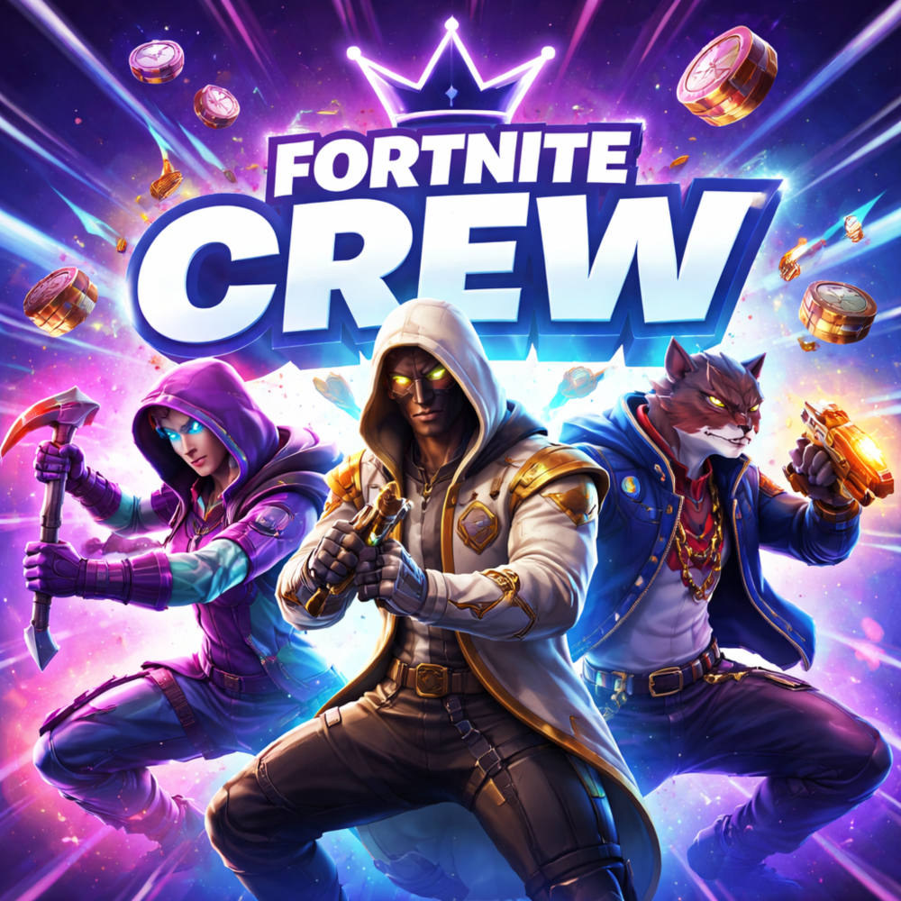 ✅⚡FORTNITE CREW 1 MONTH🔥⚡BATTLE PASS+ 1000 V-BUCKS+🎁⚡