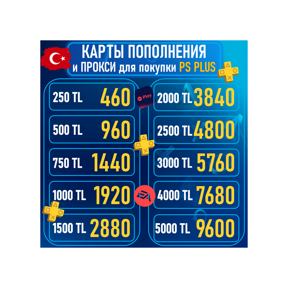 🔑КАРТА|КОД ПОПОЛНЕНИ БАЛАНС PSN PLAYSTATION PS 1000-2000-2500-3000-4000-5000 TL ТУРЦ
