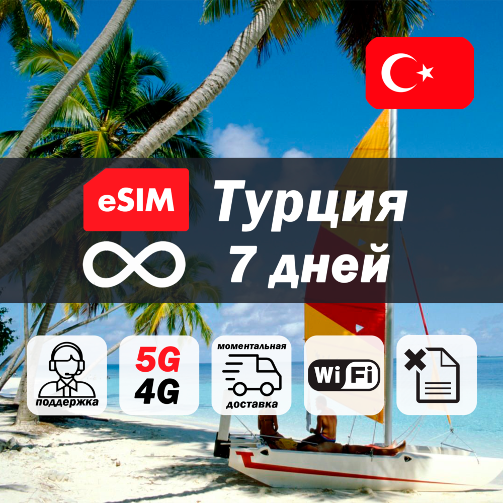 Esim Турция | безлимит | 7 дней | есим | интернет