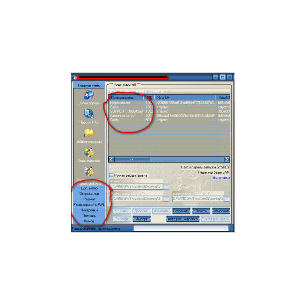 Программа покажет Вам пароль любого пользователя Windows