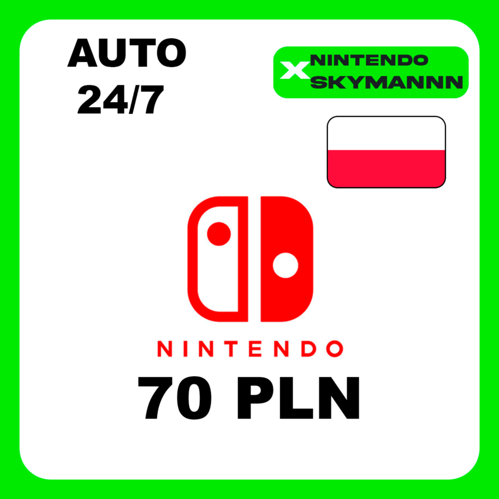 АВТО КАРТА ПОПОЛНЕНИЯ Nintendo eShop 70 PLN ПОЛЬША 24/7