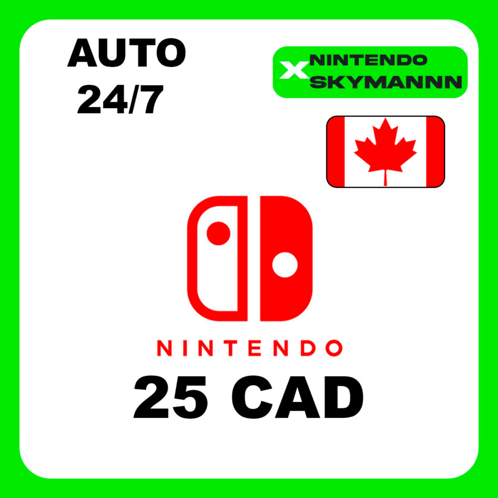 АВТО КАРТА ПОПОЛНЕНИЯ Nintendo eShop 25 CAD КАНАДА 24/7