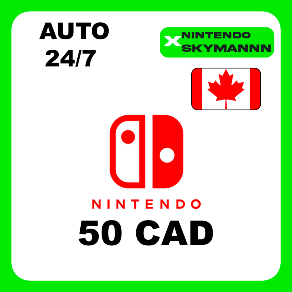 АВТО КАРТА ПОПОЛНЕНИЯ Nintendo eShop 50 CAD КАНАДА 24/7