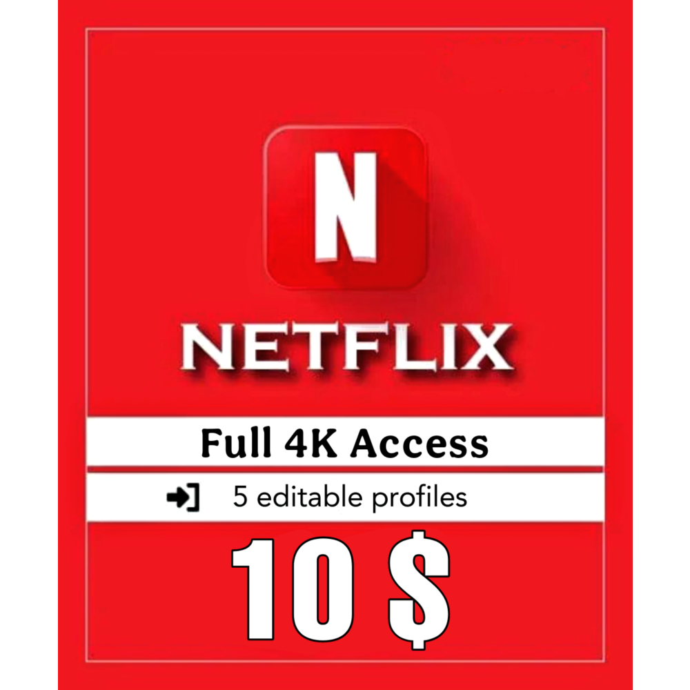 Полный доступ Netflix Premium 4K, 5 редактируемых профи