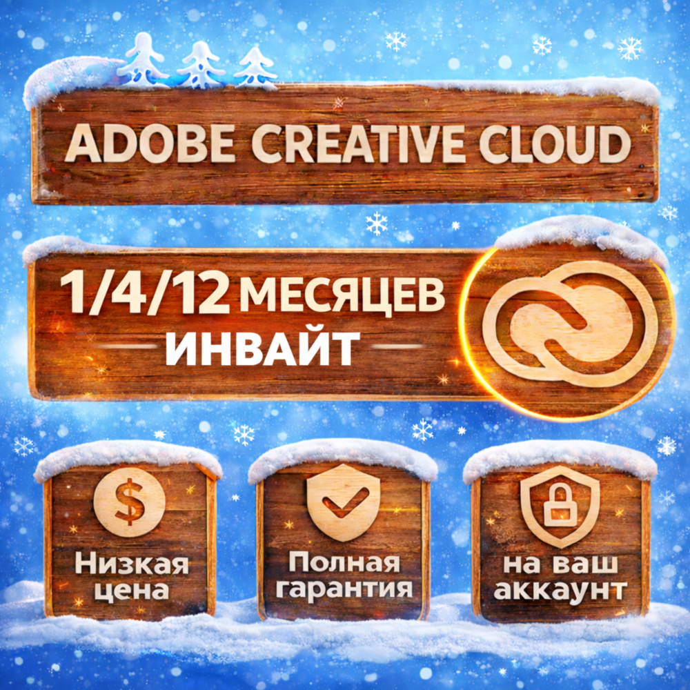 Подписка Adobe Creative Cloud - 1/4/12м на ваш аккаунт