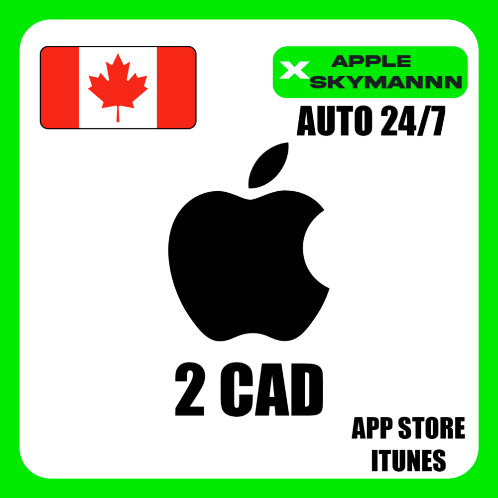 Apple iTunes 2 CAD КАНАДА ПОДАРОЧНАЯ КАРТА АВТО 24/7