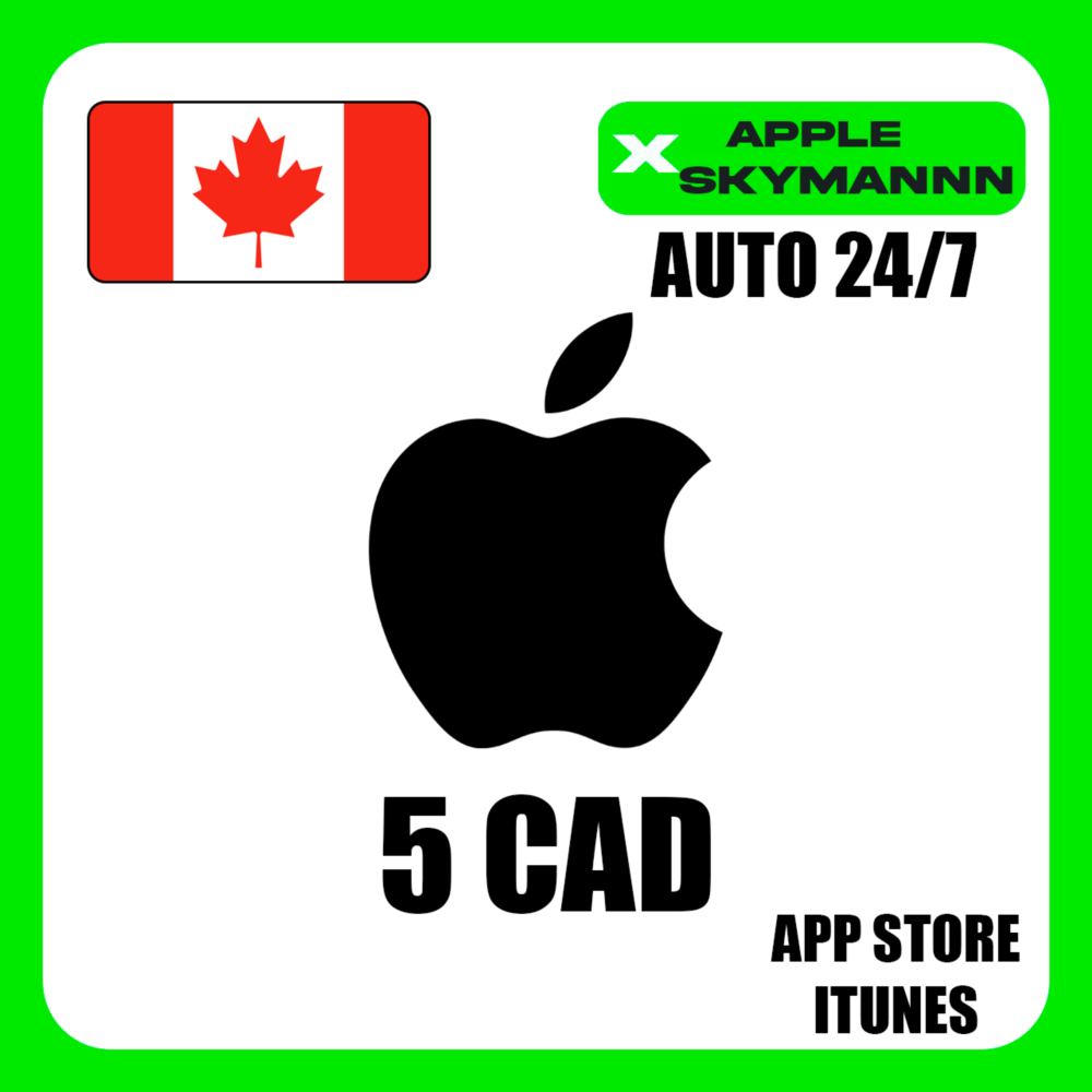 Apple iTunes 5 CAD КАНАДА ПОДАРОЧНАЯ КАРТА АВТО 24/7
