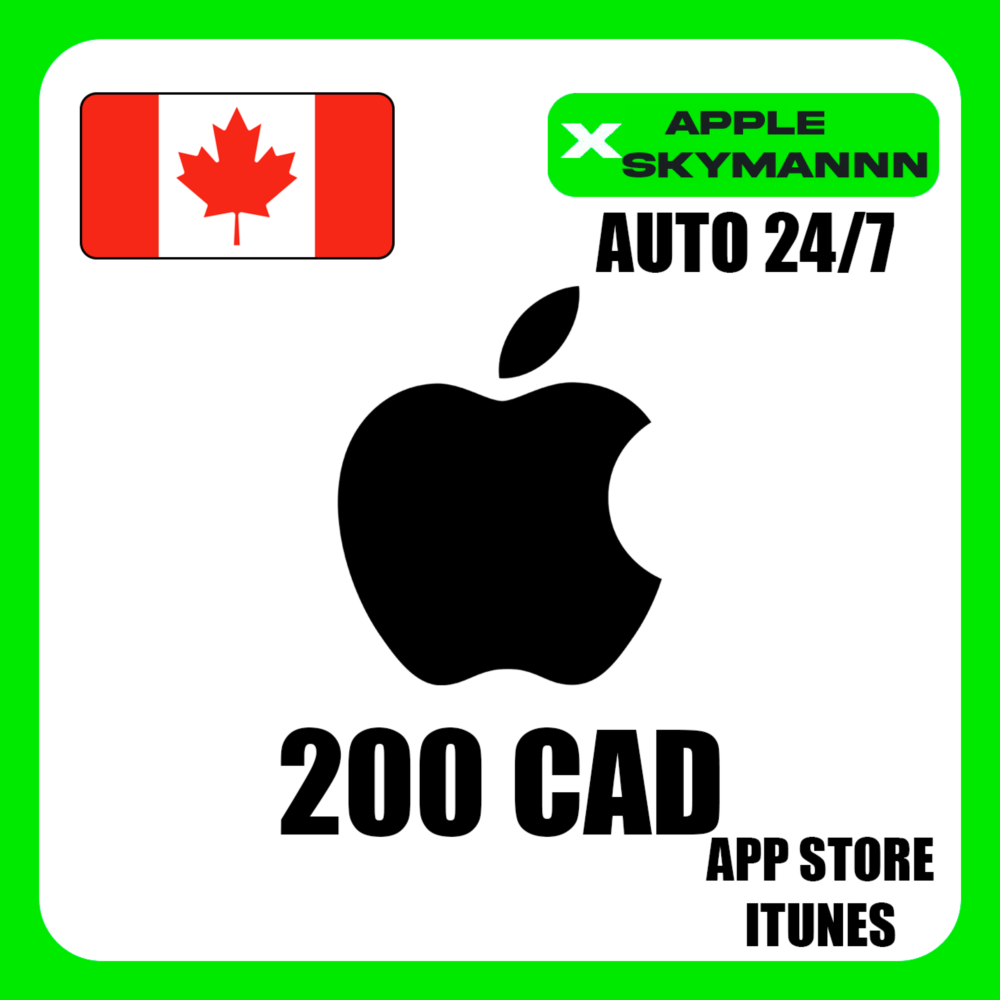 Apple iTunes 200 CAD КАНАДА ПОДАРОЧНАЯ КАРТА АВТО 24/7