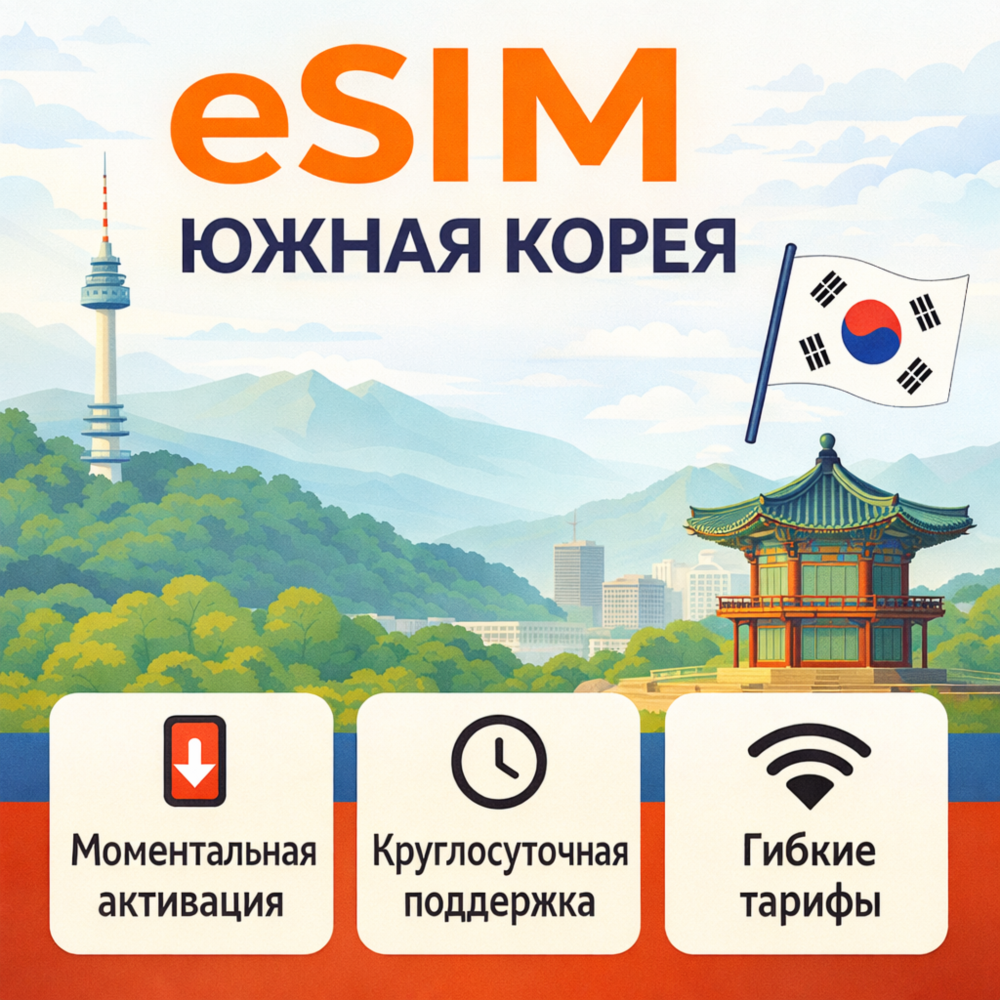 eSIM Южная Корея→ интернет для путешествий есим