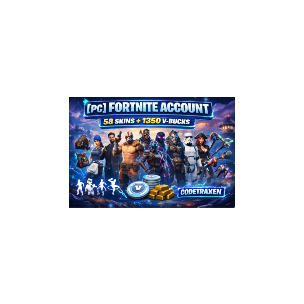 [PC] Fortnite Account – 58 Skins + 1350 V-Bucks PC