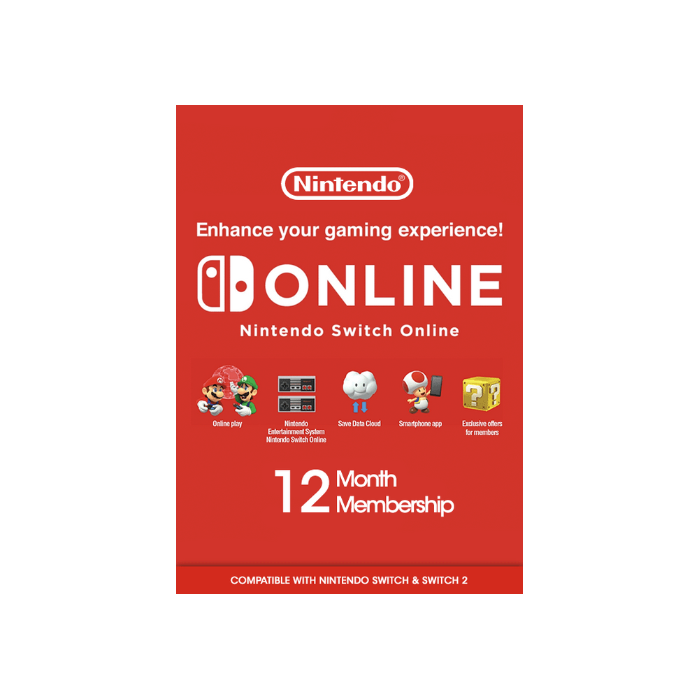 Подарочная карта Nintendo Switch Online на 12 месяцев (США)