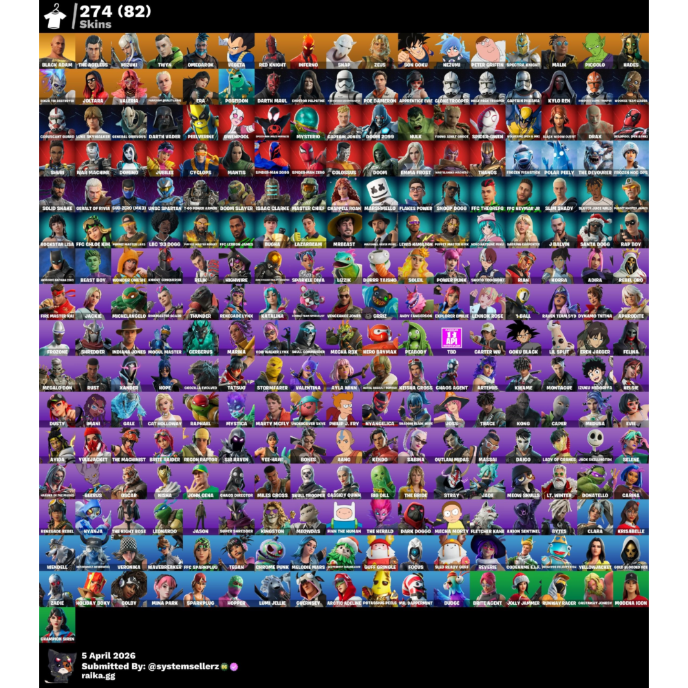 FORTNITE ACC | 274 скина |  EMAIL CHANGEABLE [ВСЕ ПЛАТФОРМЫ]  2500 VBUCKS