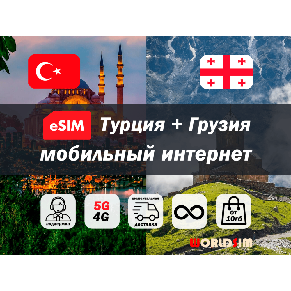 Esim Турция и Грузия | 5G/4G | туристическая есим | мобильный интернет