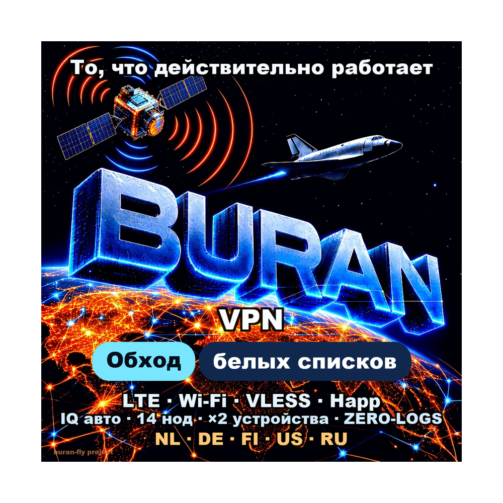 🛰️БУРАН VPN: Белые списки  подписки LTE + WIFI. | Голосовые Telegramm | VLESS 🛰️