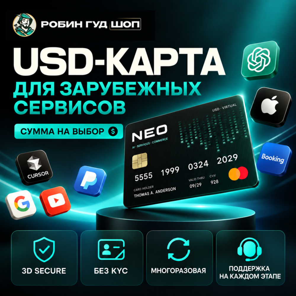 МНОГОРАЗОВАЯ USD-КАРТА · ЗАРУБЕЖНЫЕ ОНЛАЙН-ПЛАТЕЖИ / ПОДПИСКИ · GOOGLE / CLAUDE · 3DS