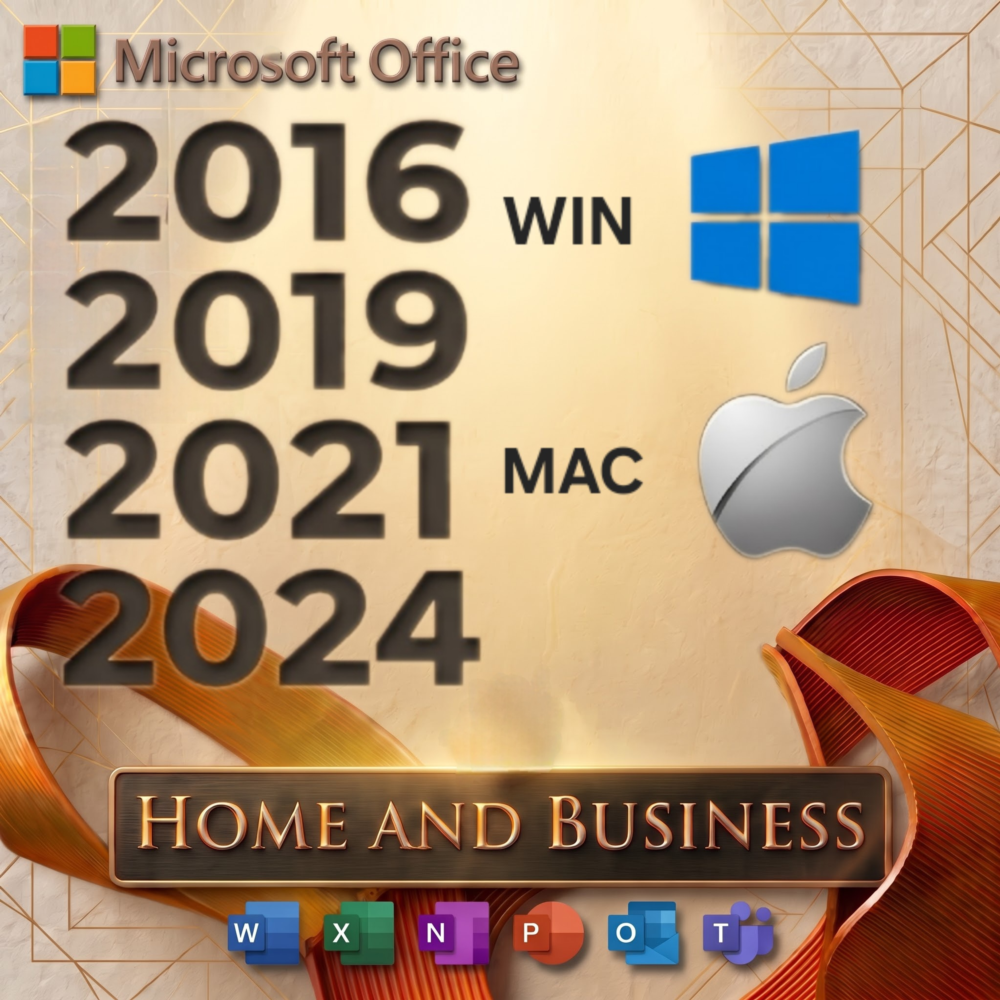 Microsoft Office 2024/21/19/16 HOME AND BUSINESS keys for Windows and Mac Global