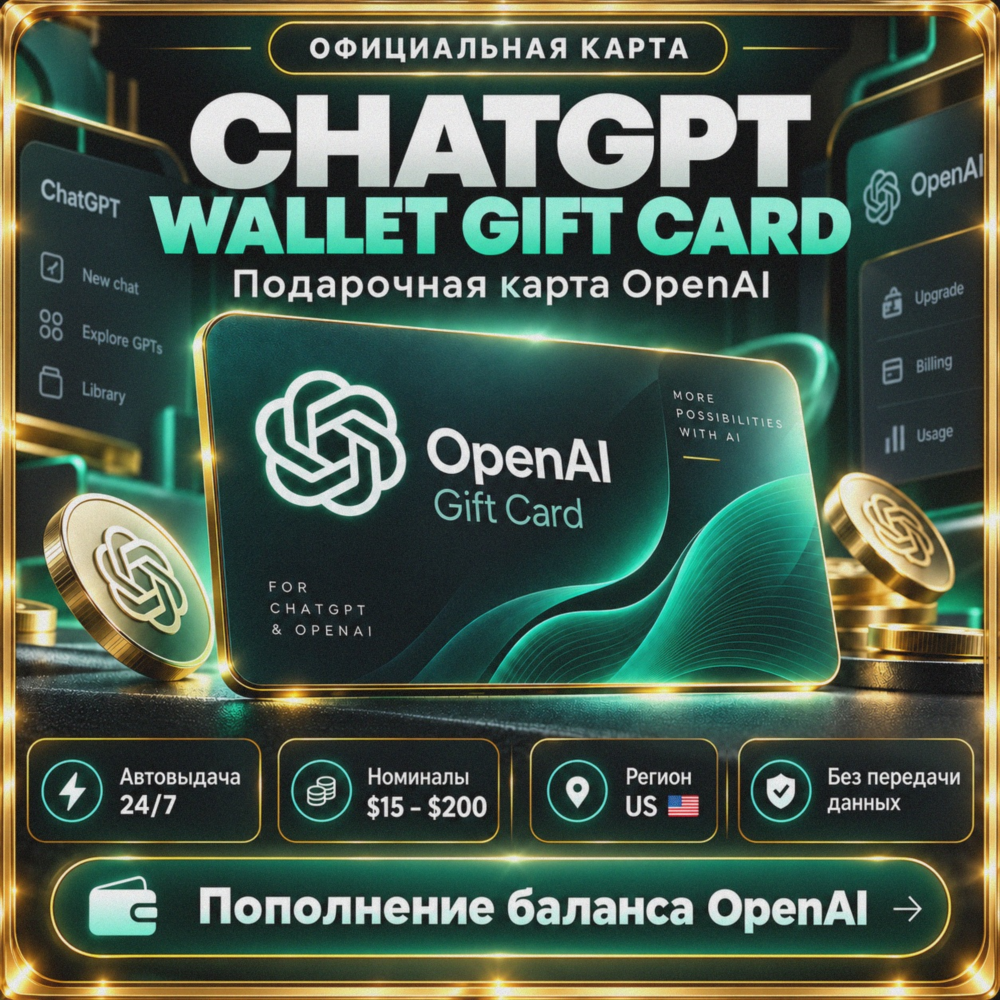 АВТОВЫДАЧА | ГИФТ КАРТА ПОПОЛНЕНИЕ БАЛАНСА CHATGPT OPENAI WALLET GIFT CARD | USD